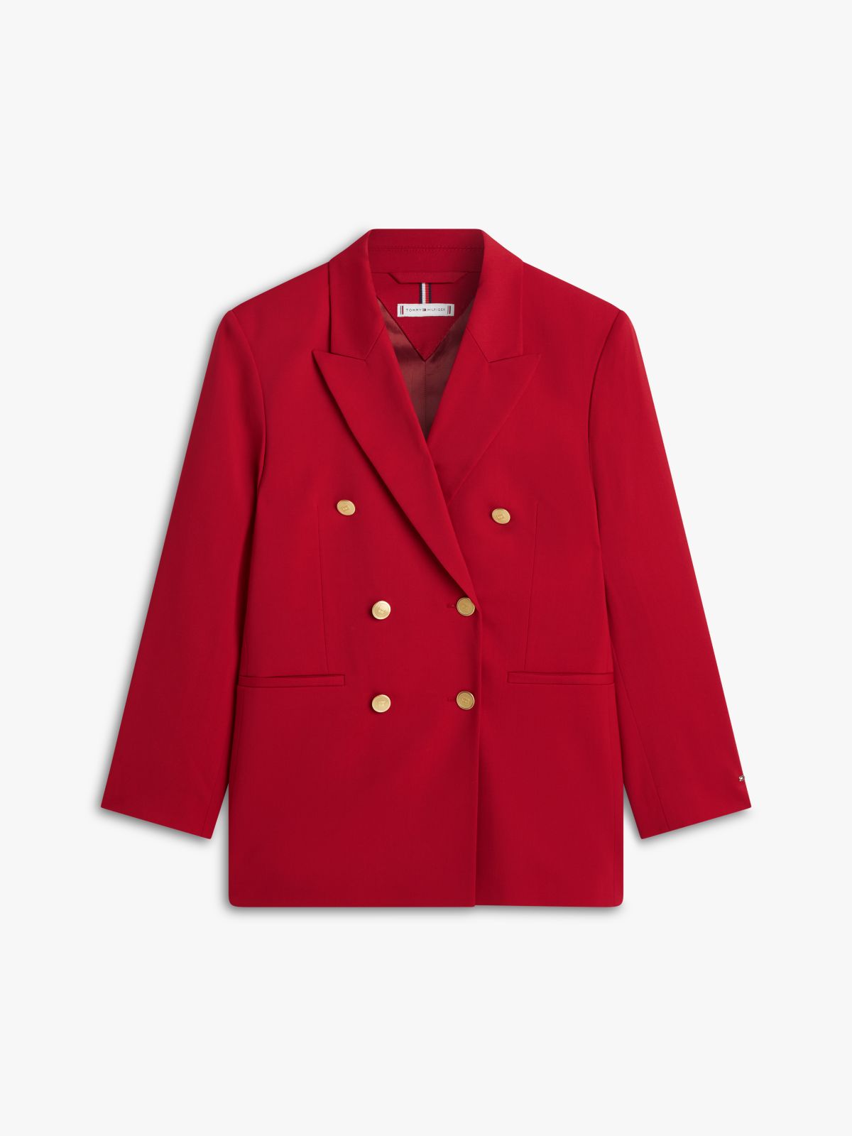 Timeless Wool Blend Relaxed Double Breasted Blazer — Red