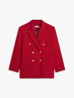 Timeless Wool Blend Relaxed Double Breasted Blazer — Red 5