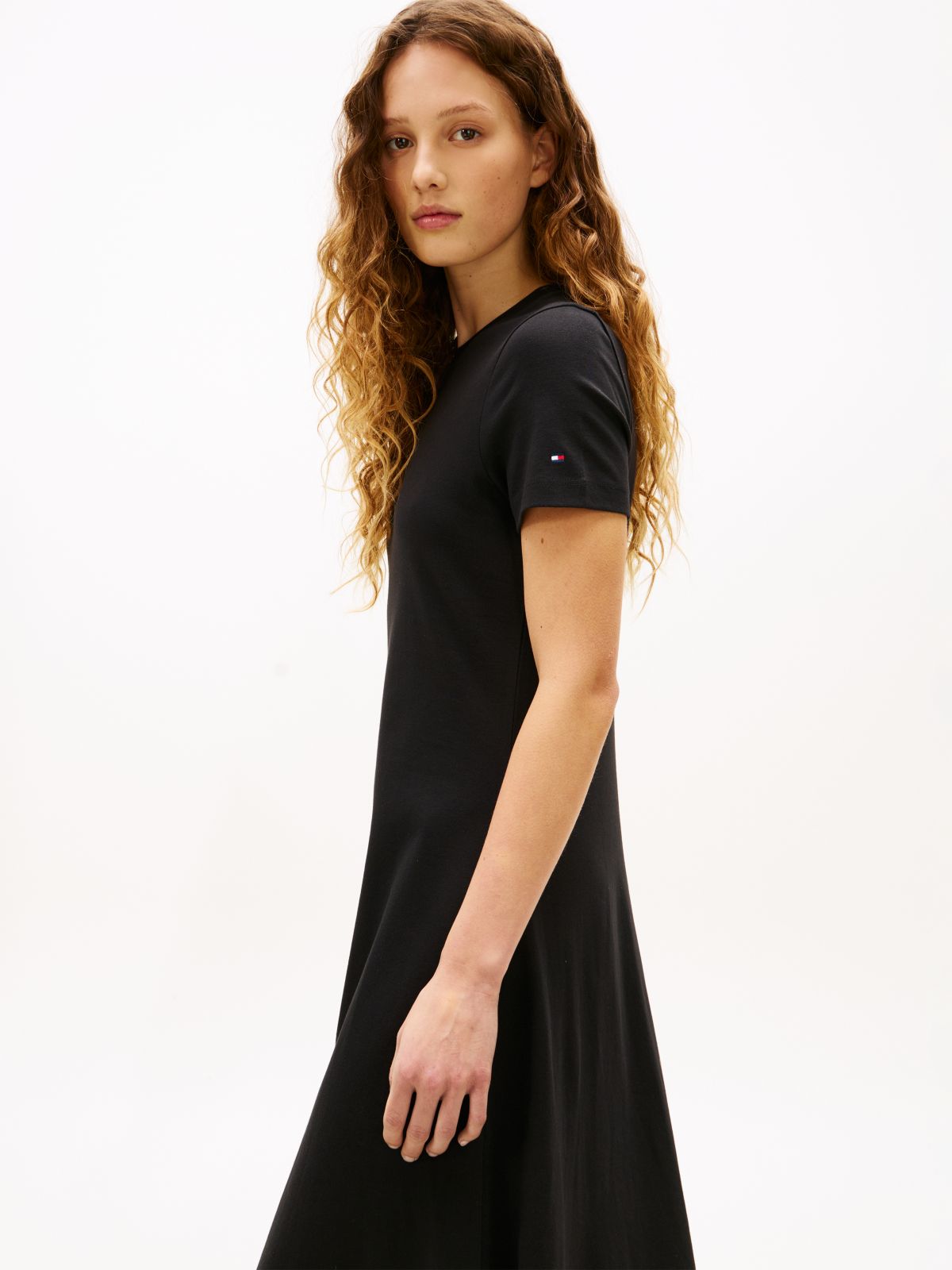 Interlock Knit Midi Fit And Flare Dress — Black