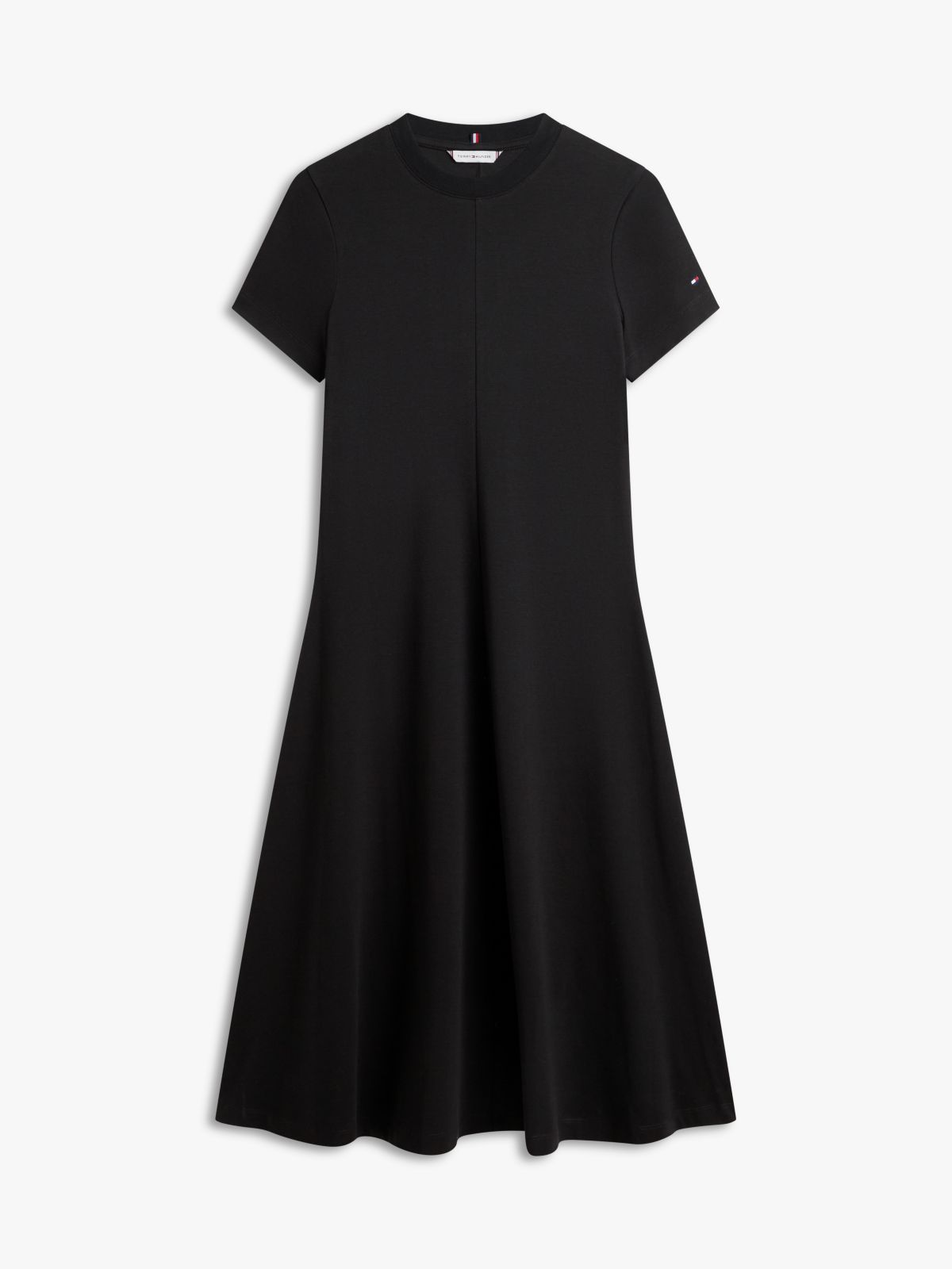 Interlock Knit Midi Fit And Flare Dress — Black