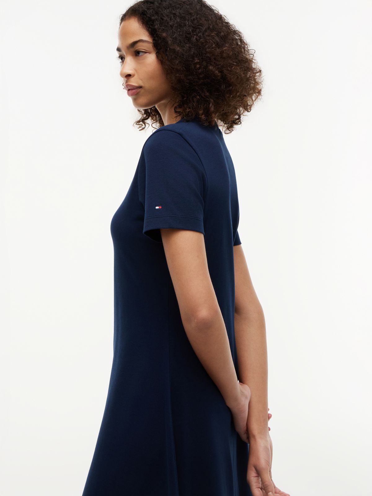 Interlock Knit Midi Fit And Flare Dress — Blue
