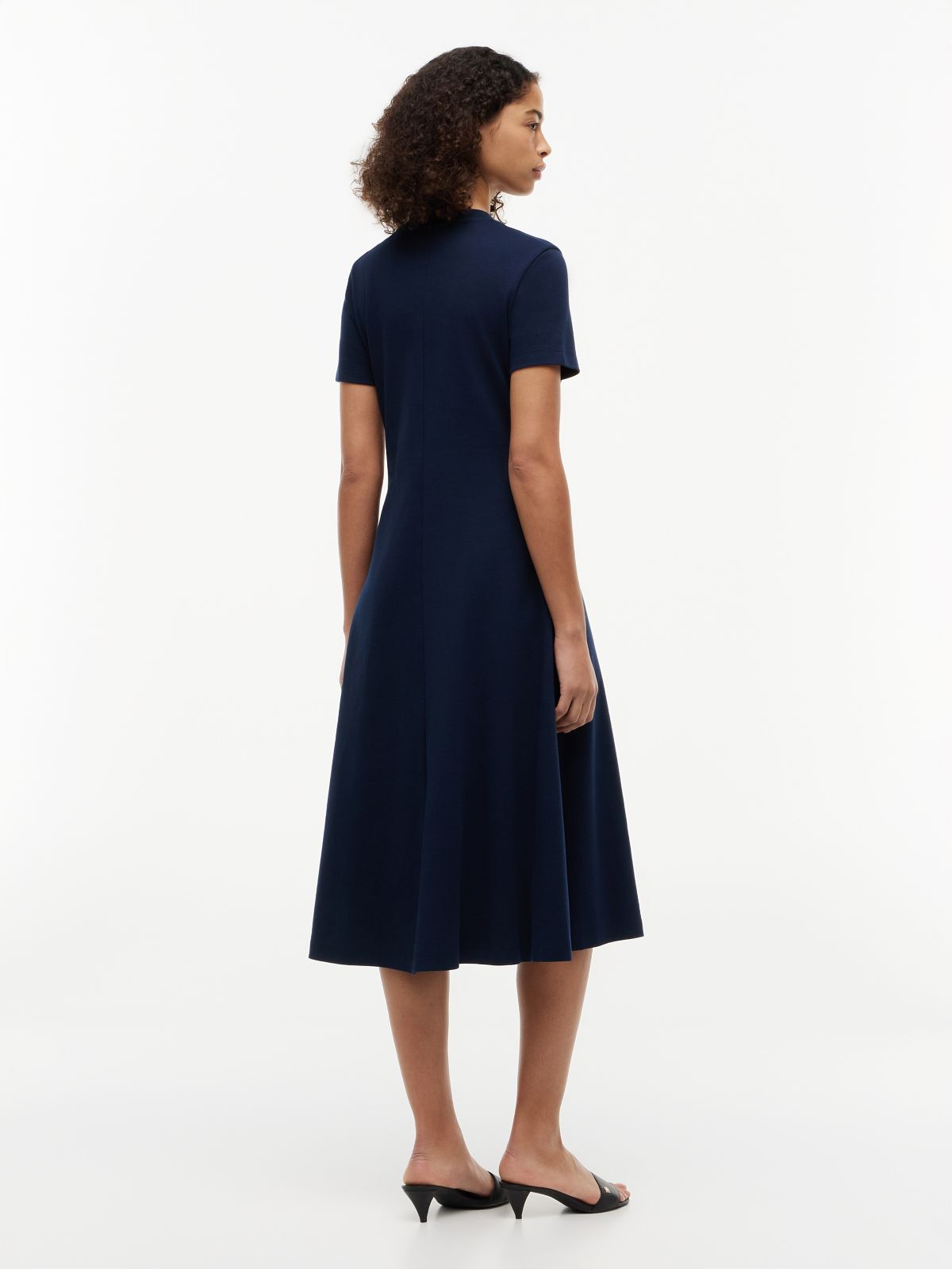 Interlock Knit Midi Fit And Flare Dress — Blue