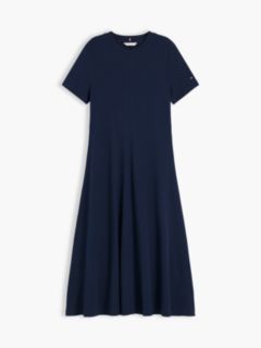 Interlock Knit Midi Fit And Flare Dress — Blue 5