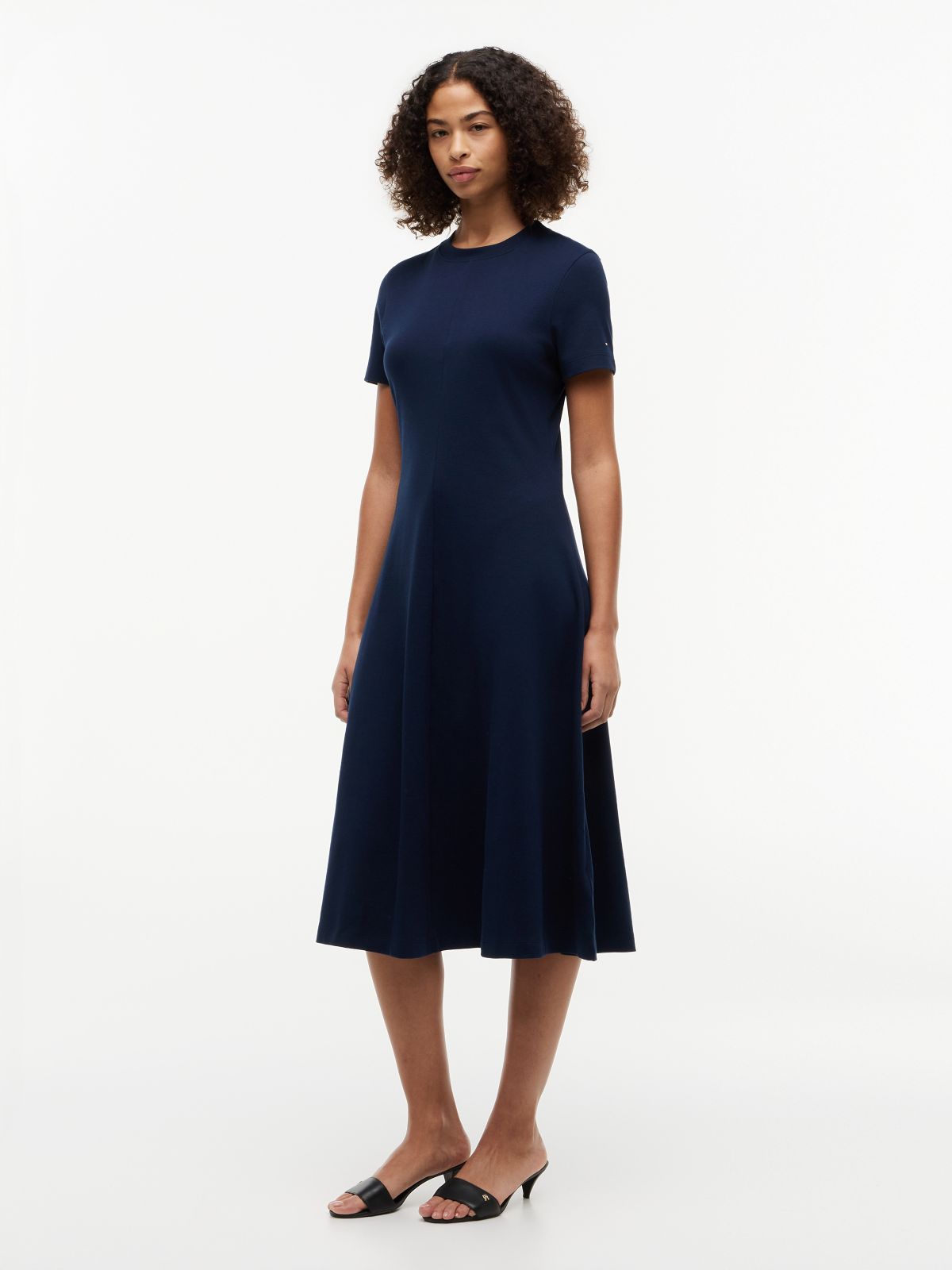 Interlock Knit Midi Fit And Flare Dress — Blue