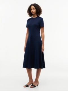 Interlock Knit Midi Fit And Flare Dress — Blue 1