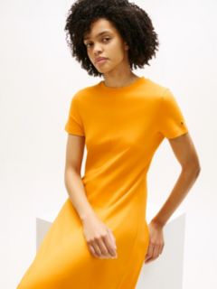 Interlock Knit Midi Fit And Flare Dress — Orange 2