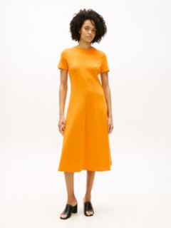 Interlock Knit Midi Fit And Flare Dress — Orange 1