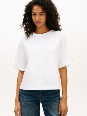 white relaxed jersey crew neck t-shirt for women tommy hilfiger