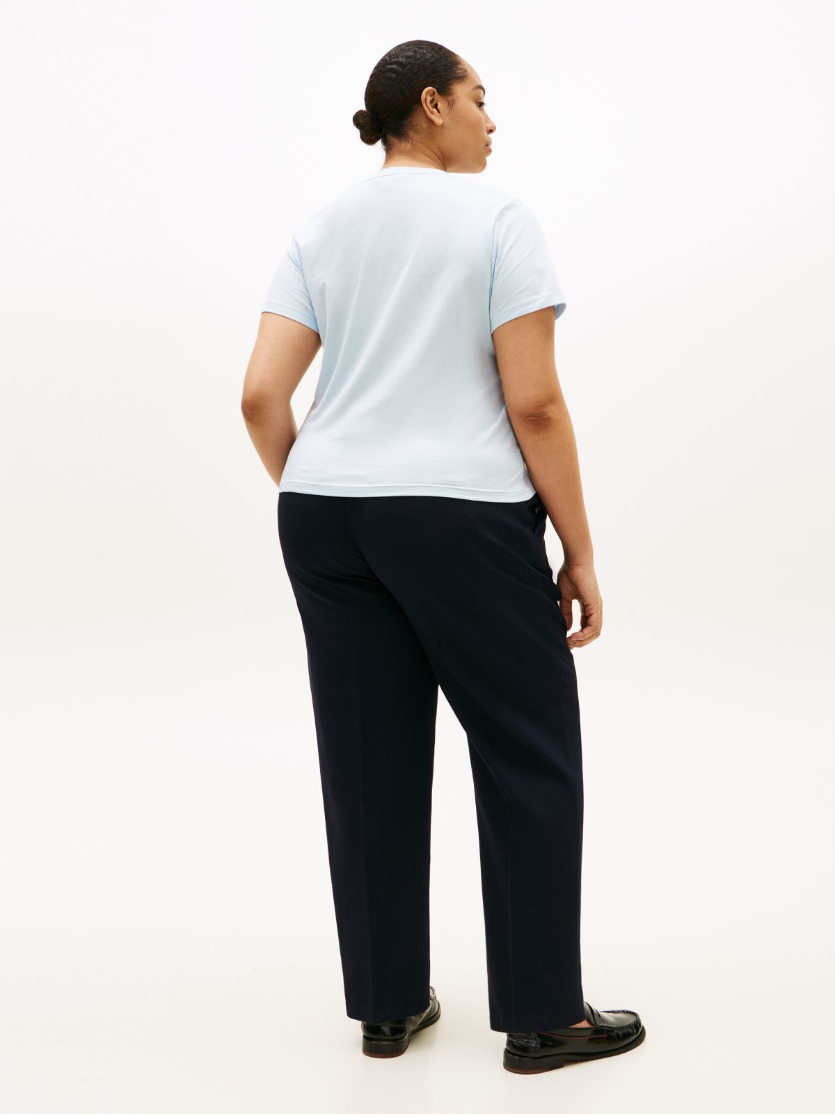Curve Logo Jersey Crew Neck T-Shirt — Blue