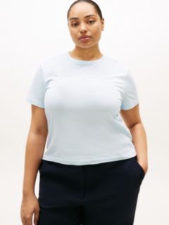 Curve Logo Jersey Crew Neck T-Shirt — Blue 1