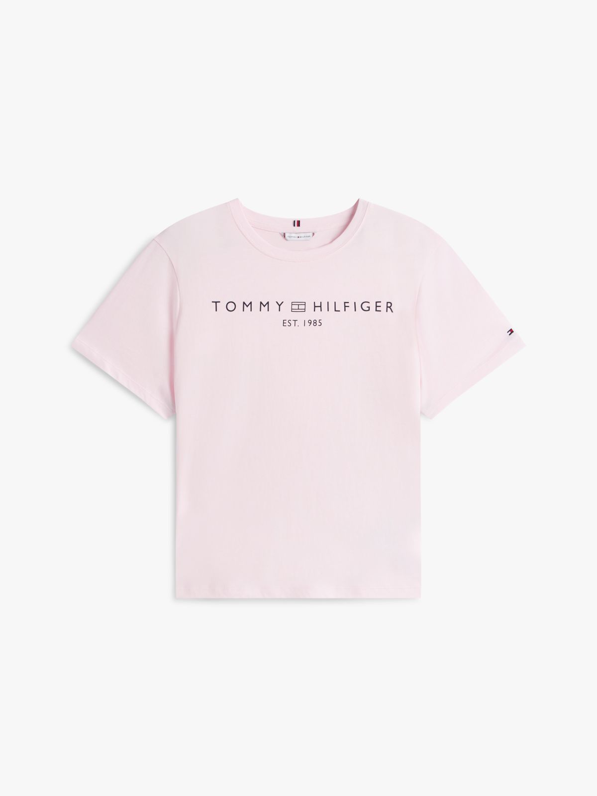 Curve Logo Jersey Crew Neck T-Shirt — Pink