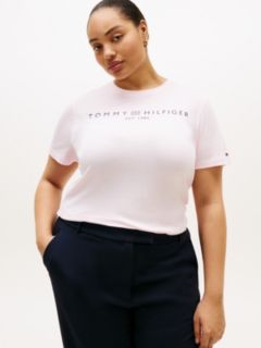 Curve Logo Jersey Crew Neck T-Shirt — Pink 1