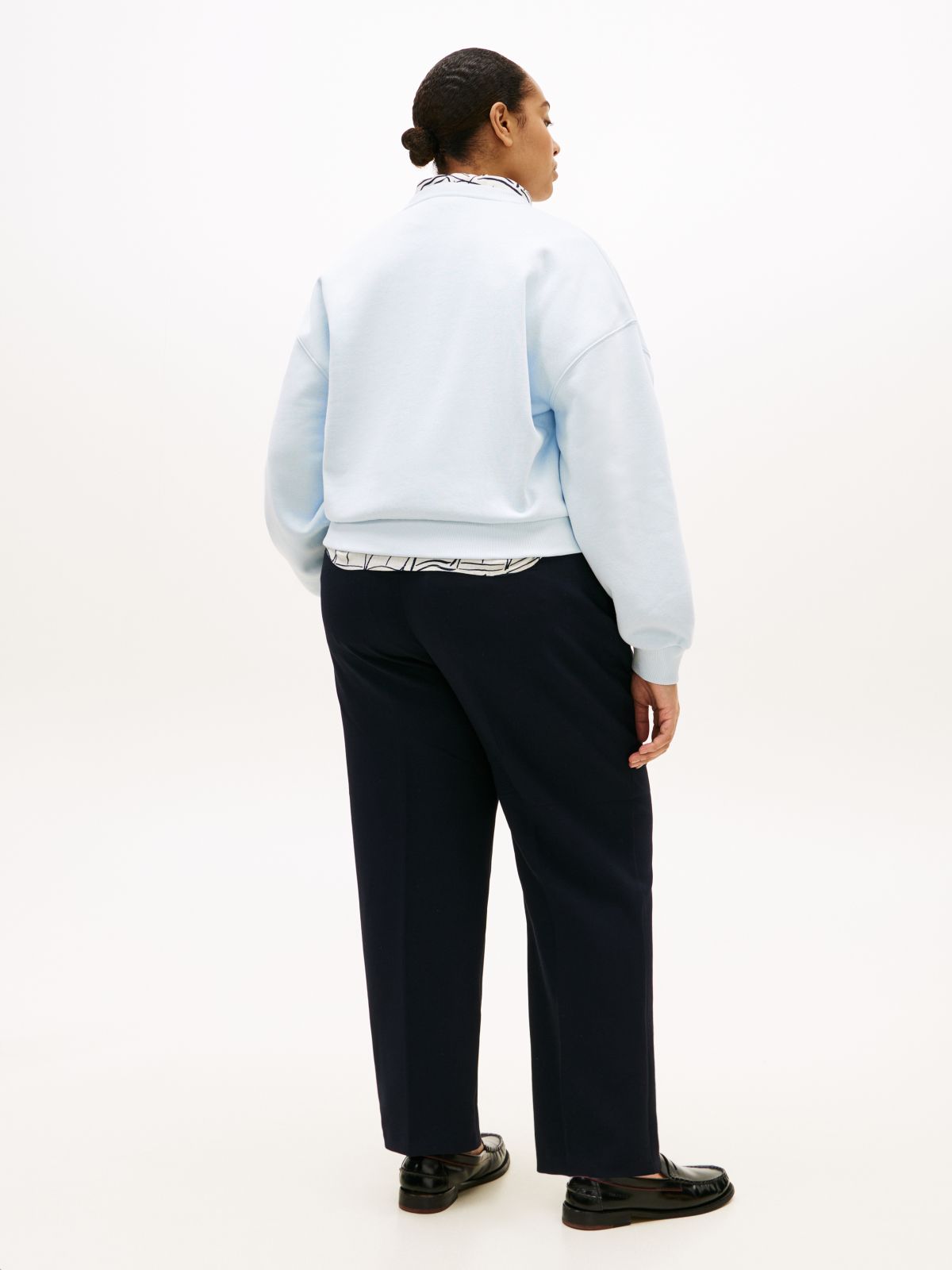 Curve Logo Flex Fleece Relaxed Sweatshirt — Blue