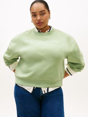 green curve logo flex fleece relaxed sweatshirt for women tommy hilfiger