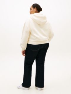 Curve Textured Logo Relaxed Drawstring Hoody — Beige 4