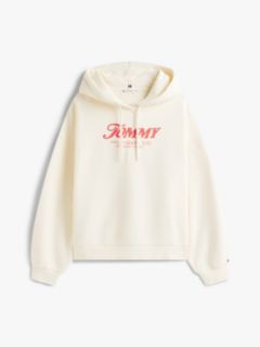 Curve Textured Logo Relaxed Drawstring Hoody — Beige 5
