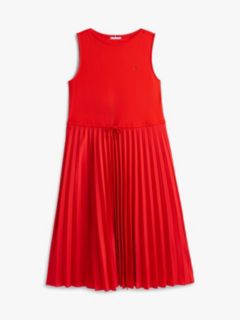 Curve Pleated Sleeveless Slim Midi Dress — Orange 5