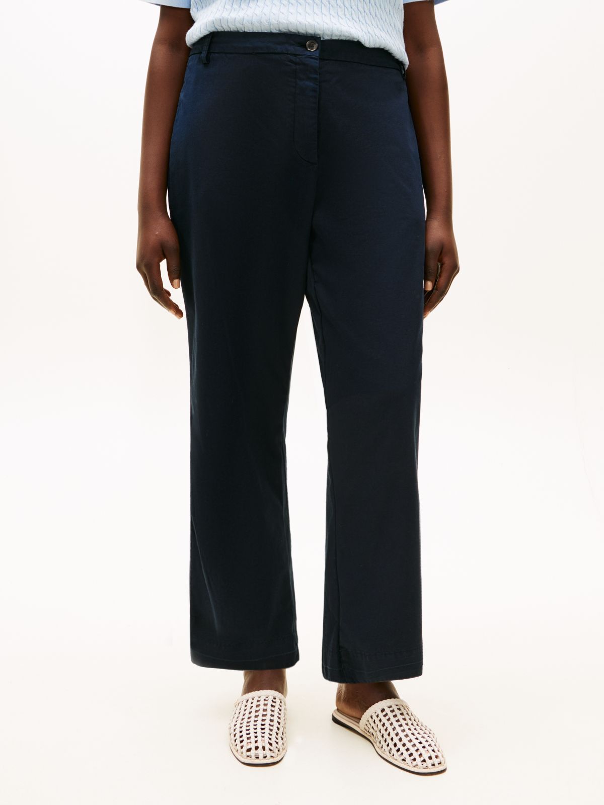 Curve Washed Slim Straight Leg Chinos — Blue