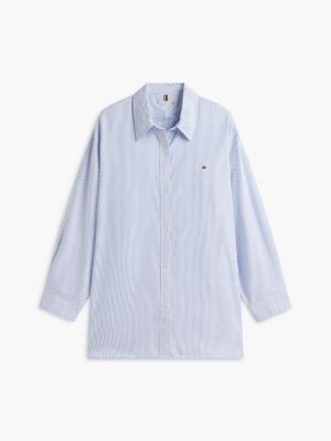 blue curve relaxed fit oxford overhemd met vlag voor dames - tommy hilfiger
