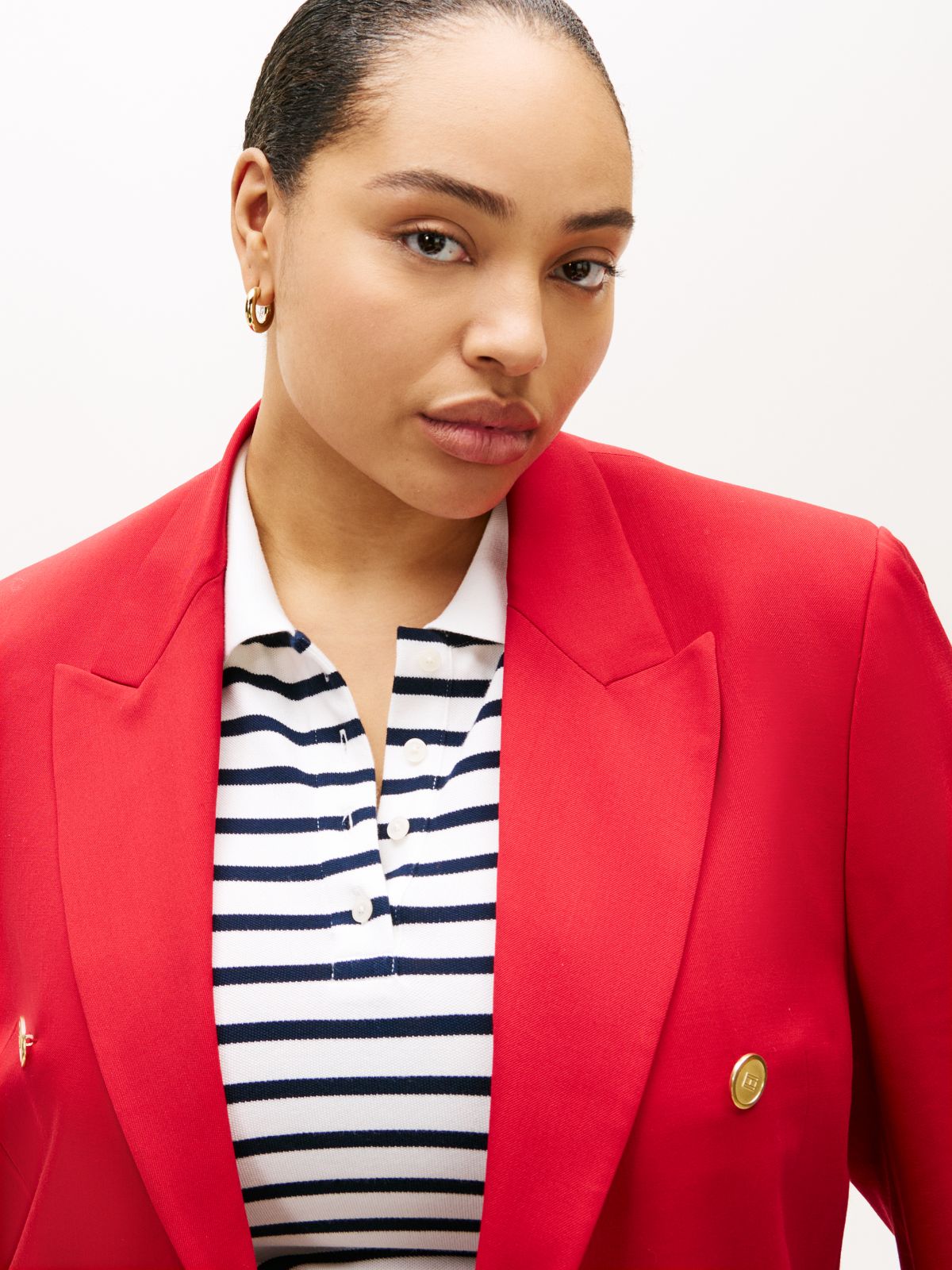 Curve Timeless Wool Blend Relaxed Blazer — Red
