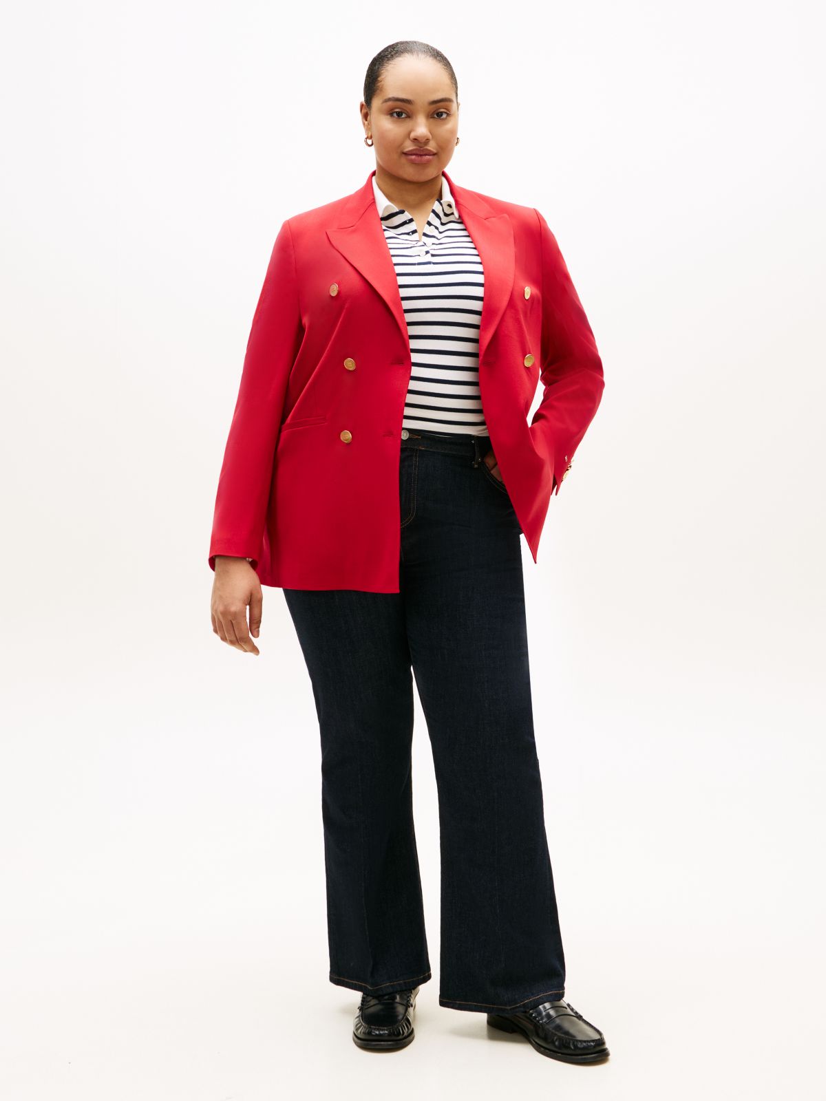 Curve Timeless Wool Blend Relaxed Blazer — Red
