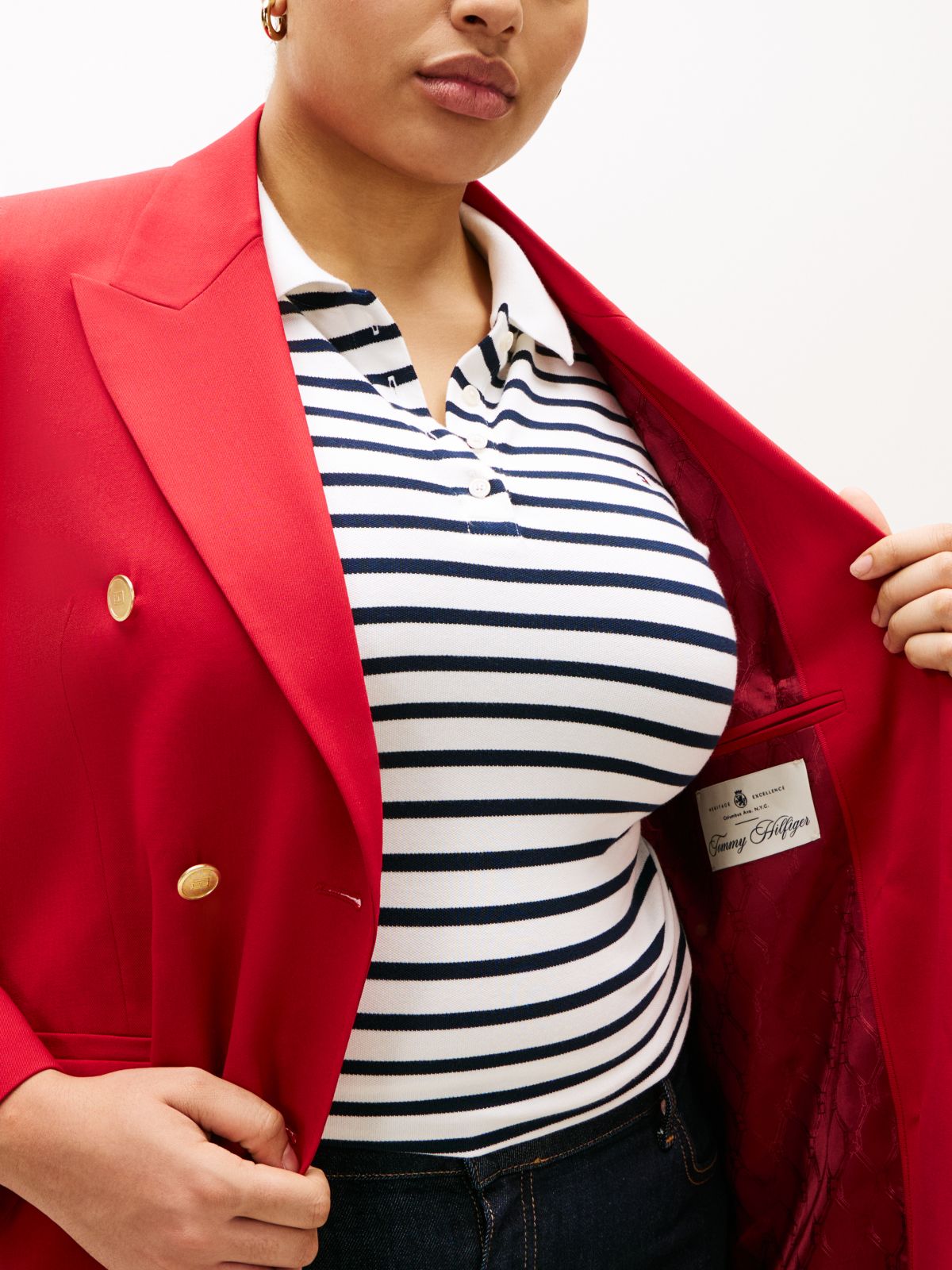 Curve Timeless Wool Blend Relaxed Blazer — Red