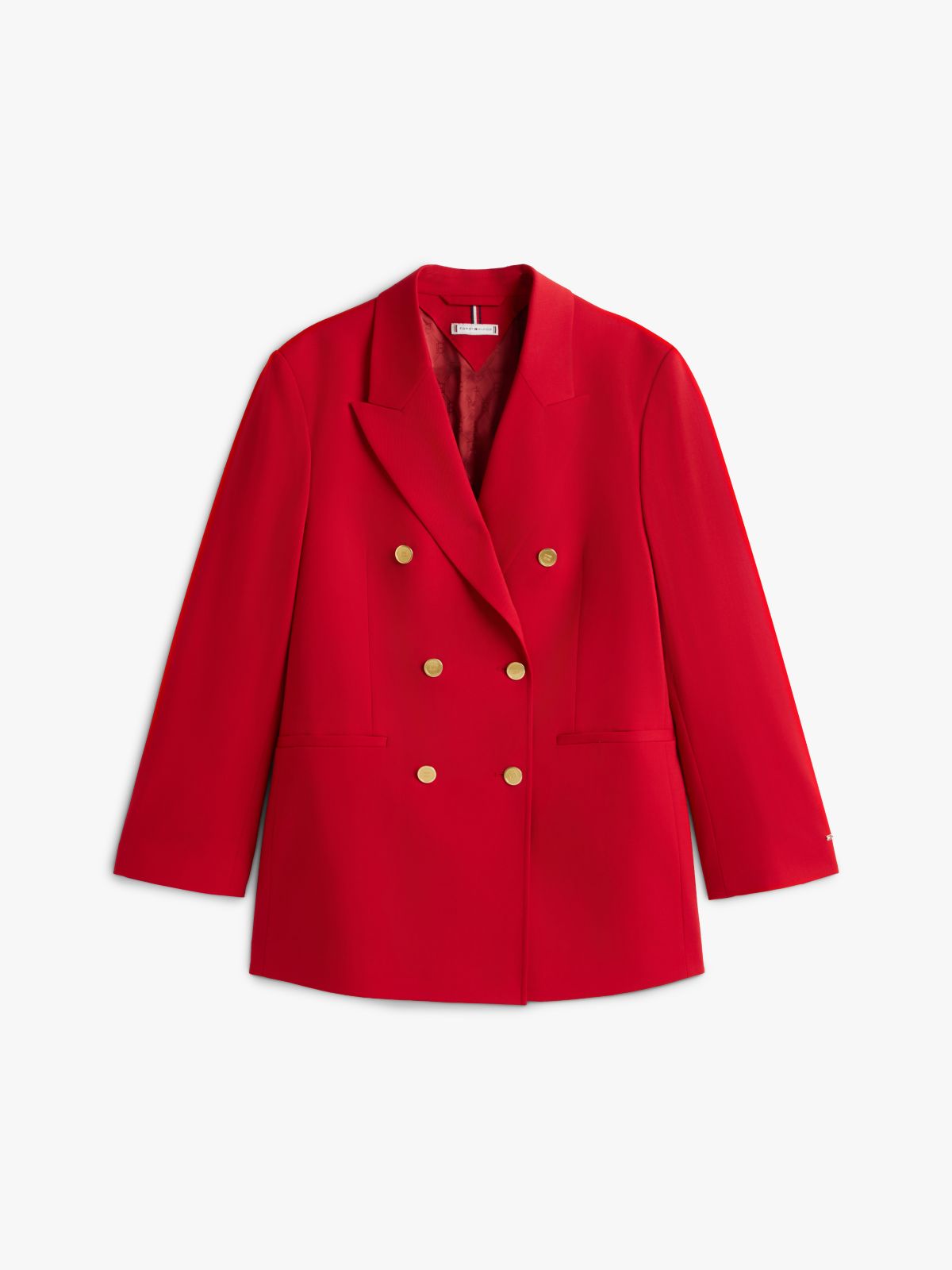 Curve Timeless Wool Blend Relaxed Blazer — Red