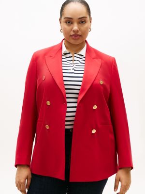 red curve timeless wool blend relaxed blazer for women tommy hilfiger