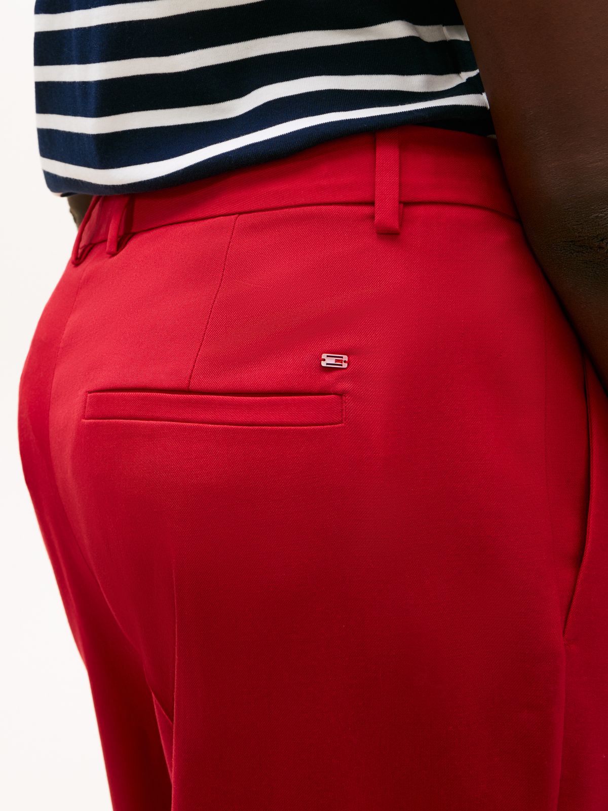Curve Timeless Wool Blend Straight Leg Trousers — Red