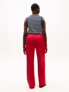 Curve Timeless Wool Blend Straight Leg Trousers — Red 4