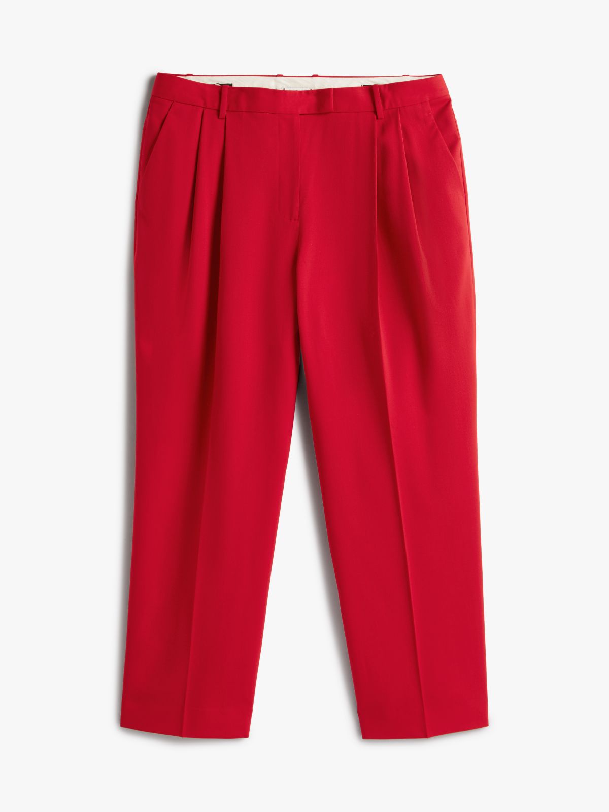 Curve Timeless Wool Blend Straight Leg Trousers — Red