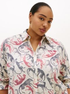 Curve Pure Linen Oversized Fit Shirt — Beige 2