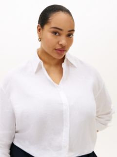 Curve Pure Linen Oversized Fit Shirt — White 2