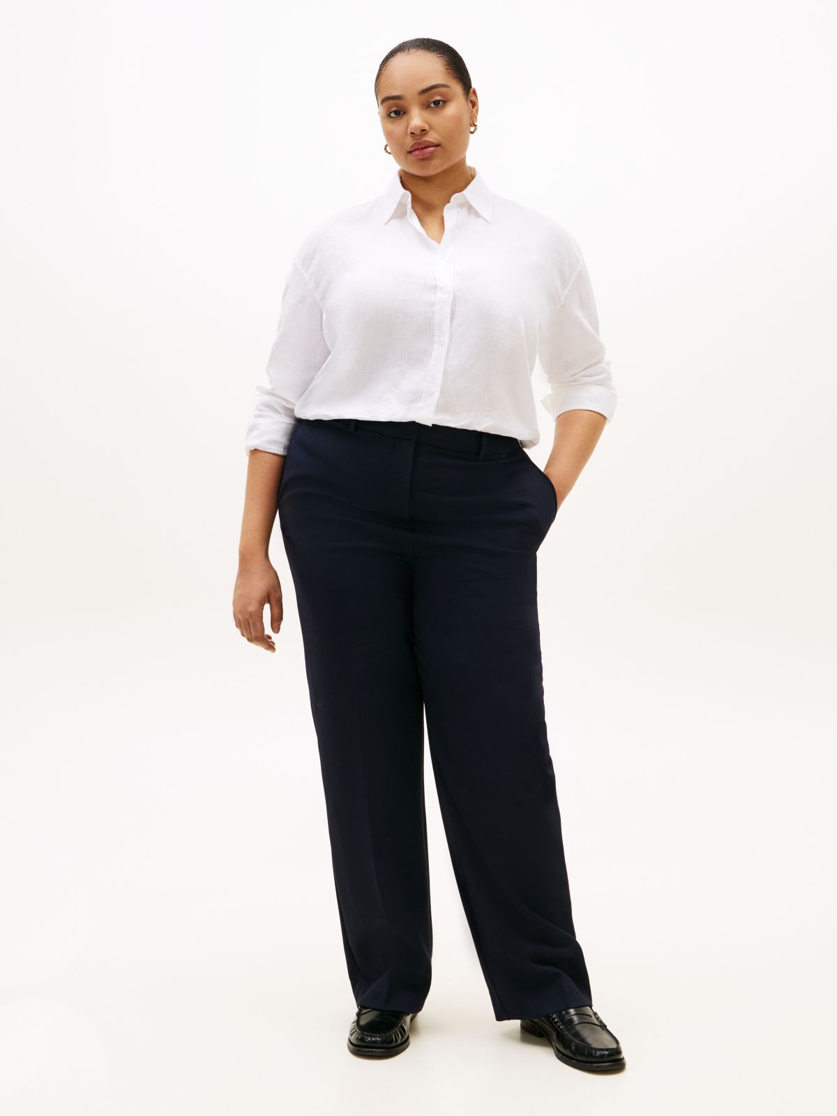 Curve Pure Linen Oversized Fit Shirt — White