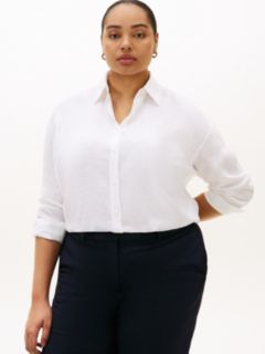 Curve Pure Linen Oversized Fit Shirt — White 1