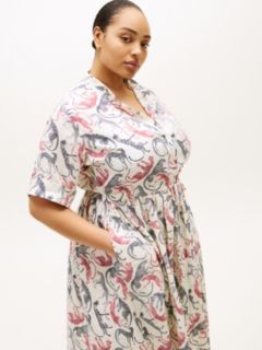 Curve Pure Linen Midi Shirt Dress — Beige 2