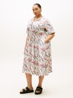 Curve Pure Linen Midi Shirt Dress — Beige 1