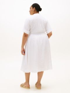 Curve Pure Linen Midi Shirt Dress — White 4