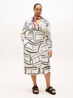 Curve Relaxed Wrap Midi Dress — White 1