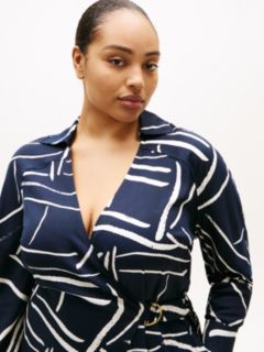 Curve Relaxed Wrap Midi Dress — Blue 2