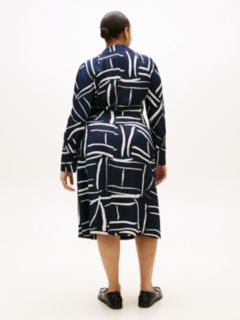 Curve Relaxed Wrap Midi Dress — Blue 4