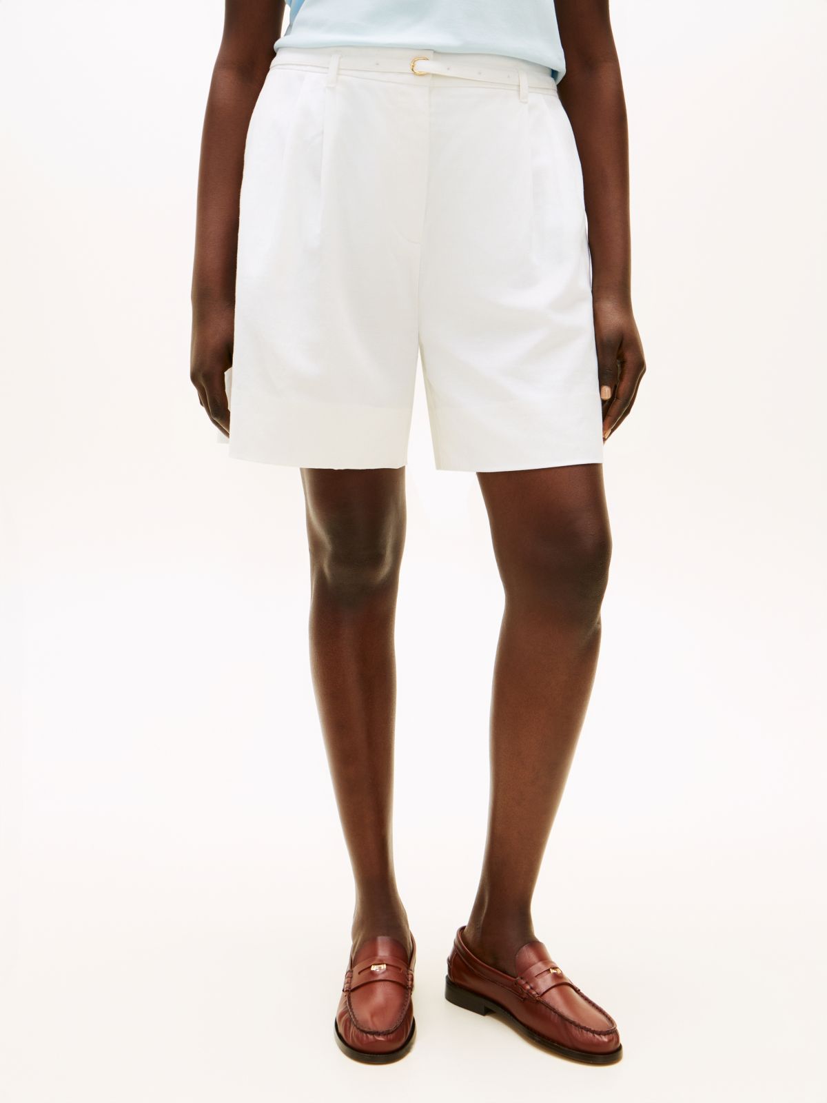Curve Linen Blend Wide Leg Shorts — White
