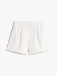 Curve Linen Blend Wide Leg Shorts — White 5