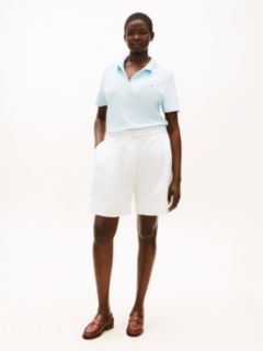 Curve Linen Blend Wide Leg Shorts — White 1