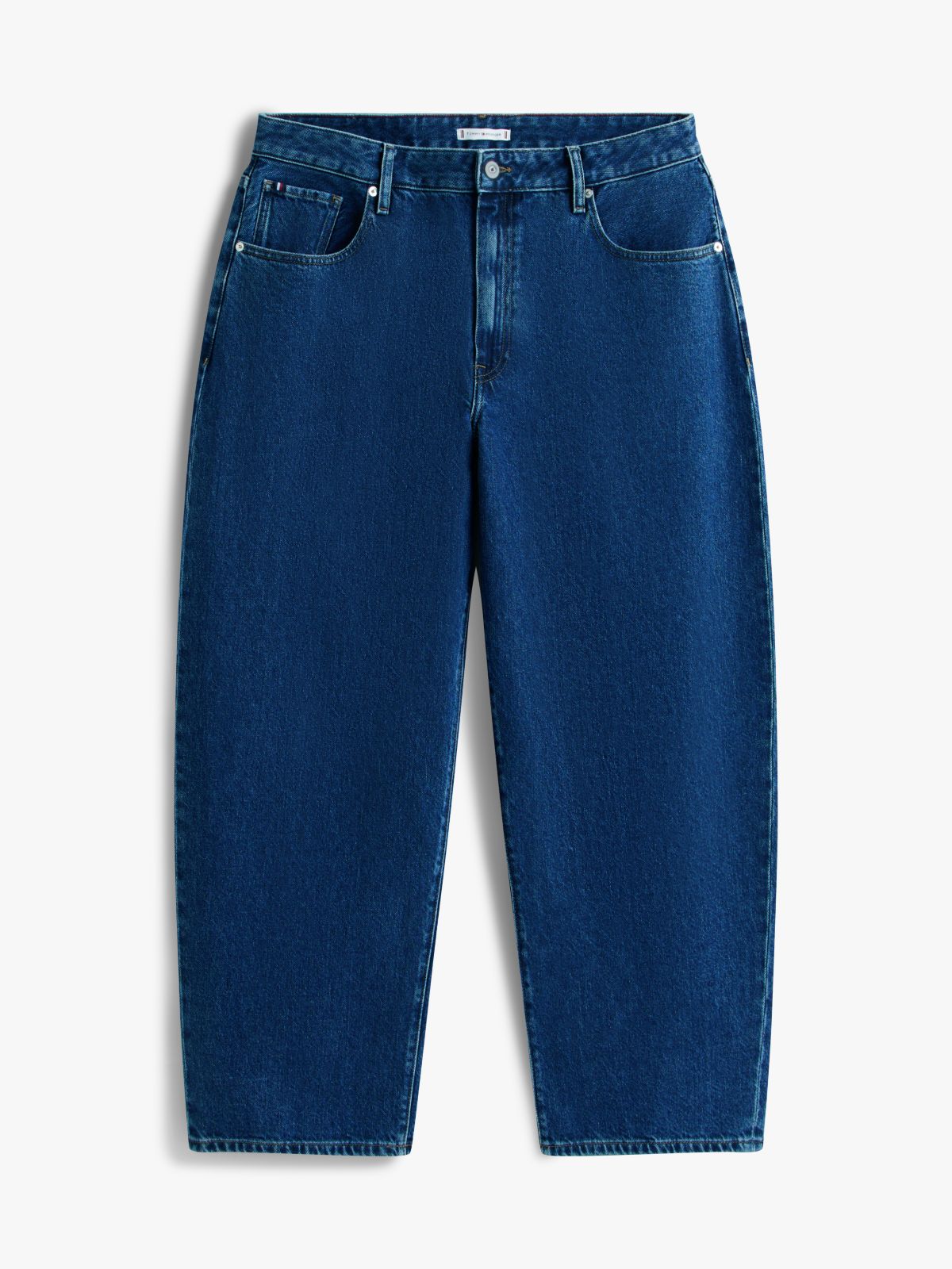 Curve High Rise Tapered Barrel Leg Jeans — Blue