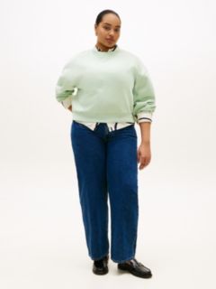 Curve High Rise Tapered Barrel Leg Jeans — Blue 1