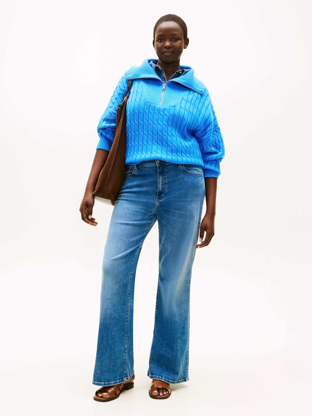 Curve High Rise Flared Leg Jeans — Blue