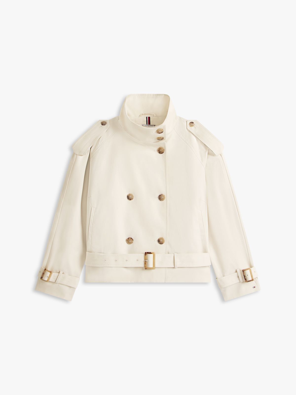 Curve Water Repellent Short Trench Jacket — Beige