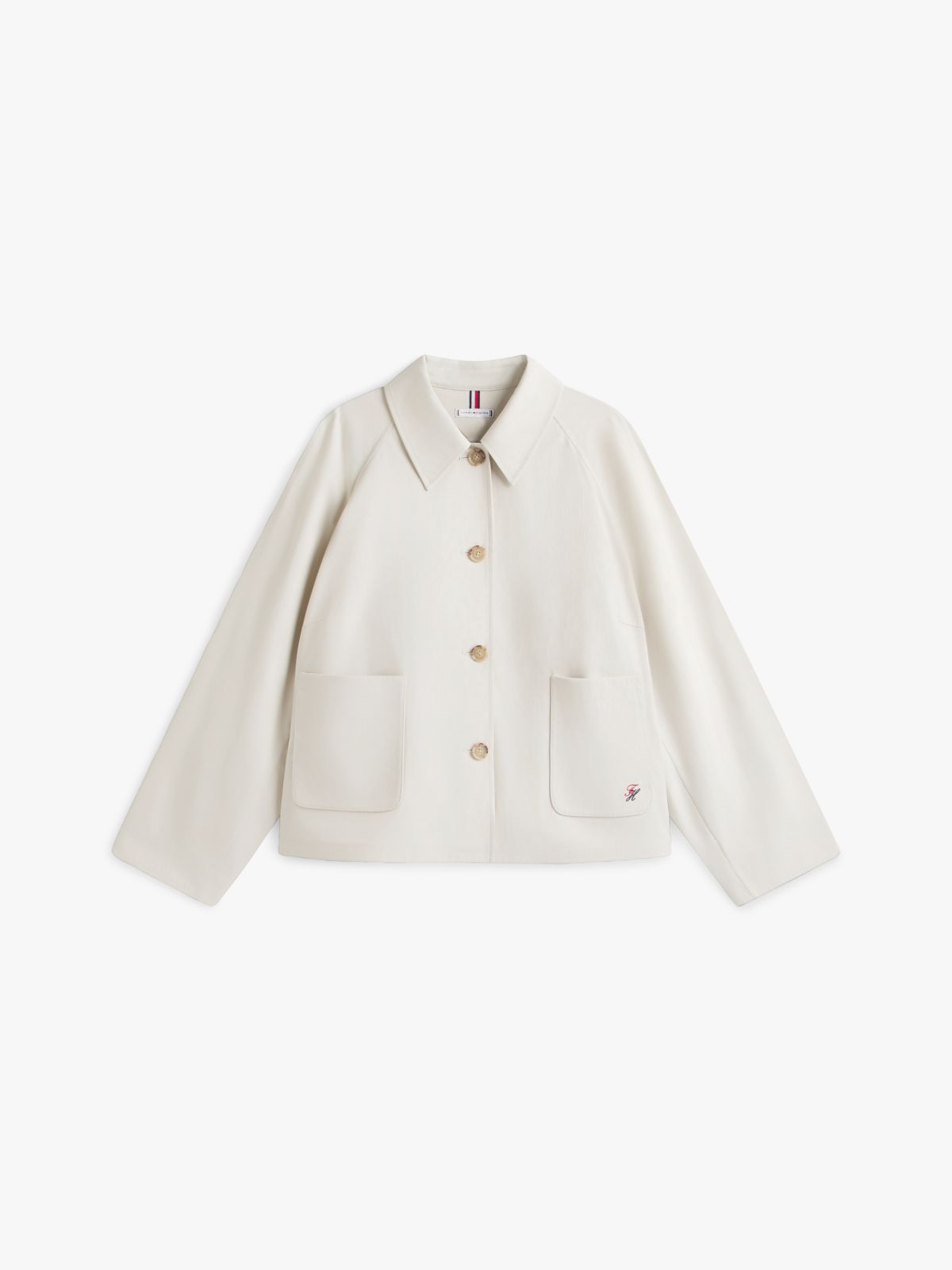 Curve Water Repellent Collared Relaxed Short Jacket — Beige