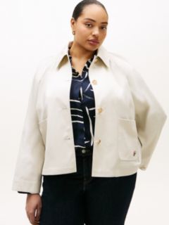 Curve Water Repellent Collared Relaxed Short Jacket — Beige 1